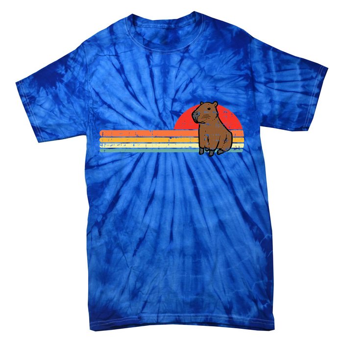 Capybara Chest Sunset Retro Capy Rodent Tie-Dye T-Shirt