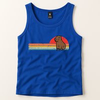 Capybara Chest Sunset Retro Capy Rodent Tank Top