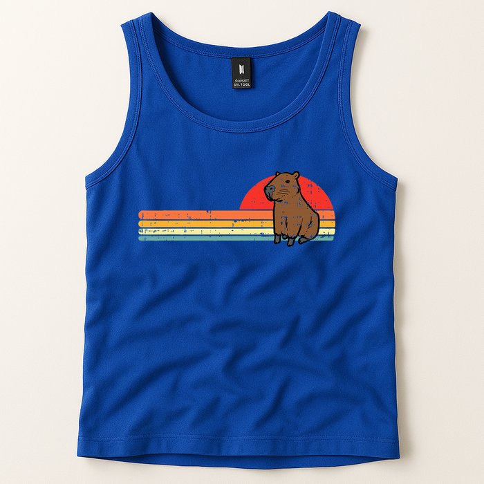 Capybara Chest Sunset Retro Capy Rodent Tank Top
