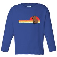 Capybara Chest Sunset Retro Capy Rodent Toddler Long Sleeve Shirt