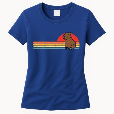 Capybara Chest Sunset Retro Capy Rodent Womens T-Shirt