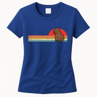 Capybara Chest Sunset Retro Capy Rodent Womens T-Shirt