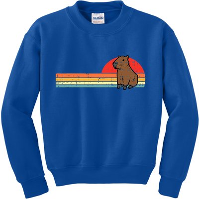 Capybara Chest Sunset Retro Capy Rodent Kids Sweatshirt