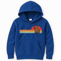 Capybara Chest Sunset Retro Capy Rodent Kids Hoodie