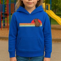 Capybara Chest Sunset Retro Capy Rodent Kids Hoodie