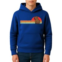 Capybara Chest Sunset Retro Capy Rodent Kids Hoodie