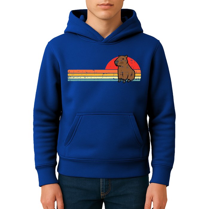 Capybara Chest Sunset Retro Capy Rodent Kids Hoodie