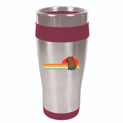 Capybara Chest Sunset Retro Capy Rodent 16oz Travel Tumbler