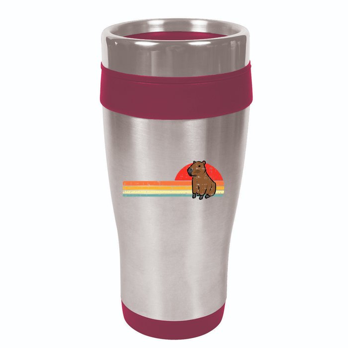 Capybara Chest Sunset Retro Capy Rodent 16oz Travel Tumbler
