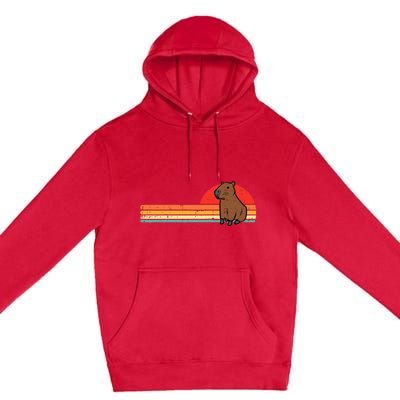 Capybara Chest Sunset Retro Capy Rodent Premium Pullover Hoodie