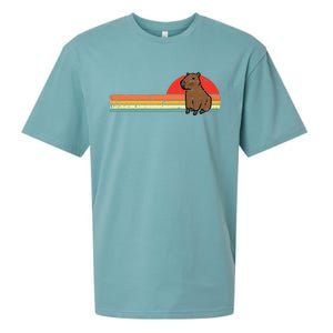 Capybara Chest Sunset Retro Capy Rodent Sueded Cloud Jersey T-Shirt