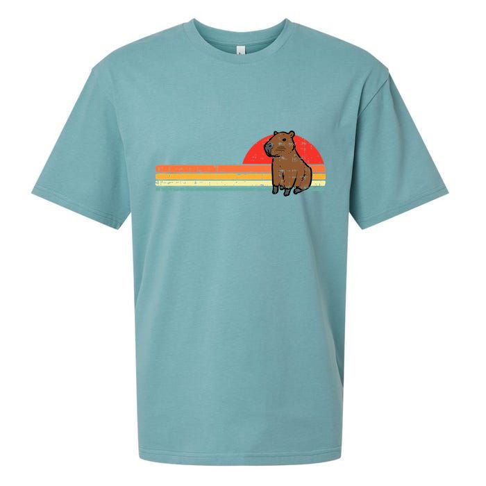 Capybara Chest Sunset Retro Capy Rodent Sueded Cloud Jersey T-Shirt