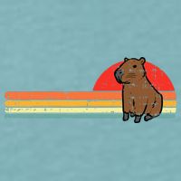 Capybara Chest Sunset Retro Capy Rodent Sueded Cloud Jersey T-Shirt