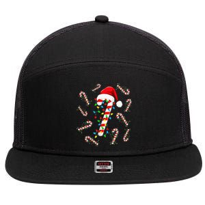 Christmas Candy Santa Xmas Light 7 Panel Mesh Trucker Snapback Hat