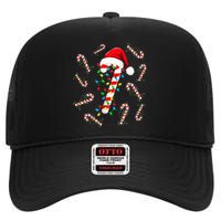 Christmas Candy Santa Xmas Light High Crown Mesh Back Trucker Hat