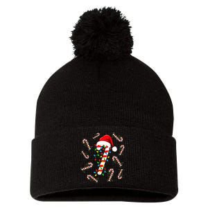 Christmas Candy Santa Xmas Light Pom Pom 12in Knit Beanie