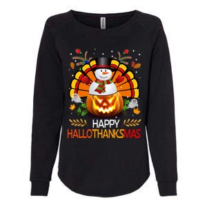 Chirstmas Cute Snow Turkey Pumpkin Happy Hallothanksmas Gift Womens California Wash Sweatshirt