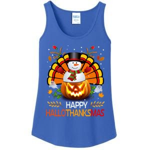 Chirstmas Cute Snow Turkey Pumpkin Happy Hallothanksmas Gift Ladies Essential Tank