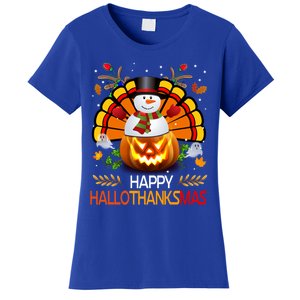 Chirstmas Cute Snow Turkey Pumpkin Happy Hallothanksmas Gift Women's T-Shirt