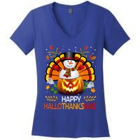 Chirstmas Cute Snow Turkey Pumpkin Happy Hallothanksmas Gift Women's V-Neck T-Shirt