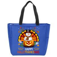 Chirstmas Cute Snow Turkey Pumpkin Happy Hallothanksmas Gift Zip Tote Bag