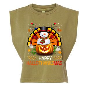 Chirstmas Cute Snow Turkey Pumpkin Happy Hallothanksmas Gift Garment-Dyed Women's Muscle Tee