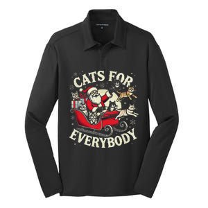 Christmas Cat Santa Cat Lover Christmas Cats For Everybody Silk Touch Performance Long Sleeve Polo