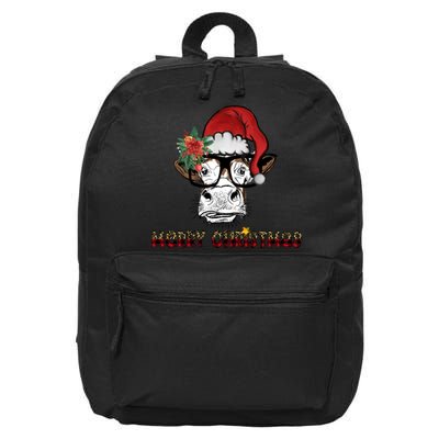 Christmas Cow Santa Hat Merry Christmas Xmas 16 in Basic Backpack