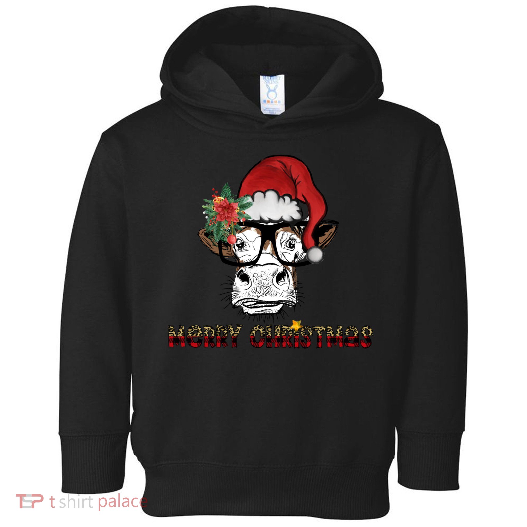 Christmas Cow Santa Hat Merry Christmas Xmas Toddler Hoodie