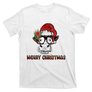 Christmas Cow Santa Hat Merry Christmas Xmas T-Shirt