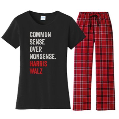 Choose Common Sense Over Nonsense Kamala Harris 2024 Women's Flannel Pajama Set