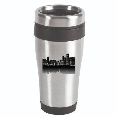 Chicago City Skyline Lights At Night 16oz Travel Tumbler
