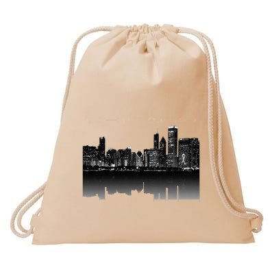Chicago City Skyline Lights At Night Drawstring Bag