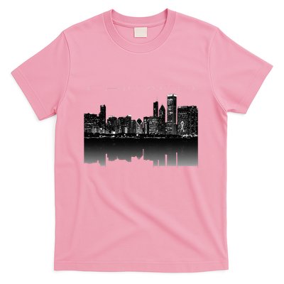 Chicago City Skyline Lights At Night T-Shirt