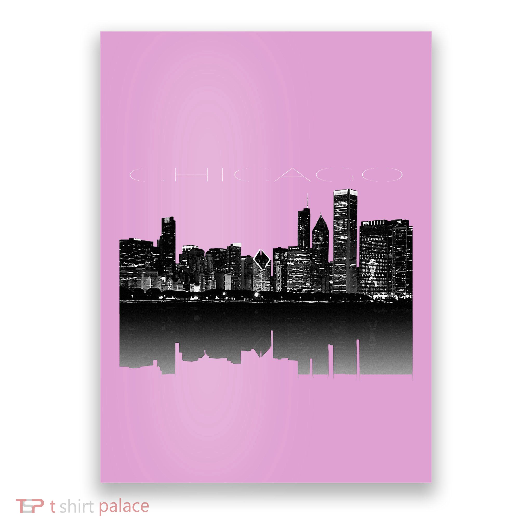 Chicago City Skyline Lights At Night Poster