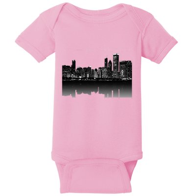 Chicago City Skyline Lights At Night Baby Bodysuit