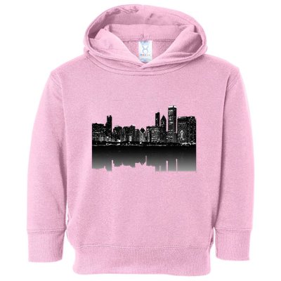 Chicago City Skyline Lights At Night Toddler Hoodie