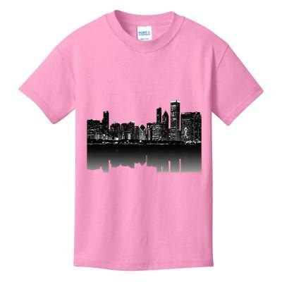 Chicago City Skyline Lights At Night Kids T-Shirt