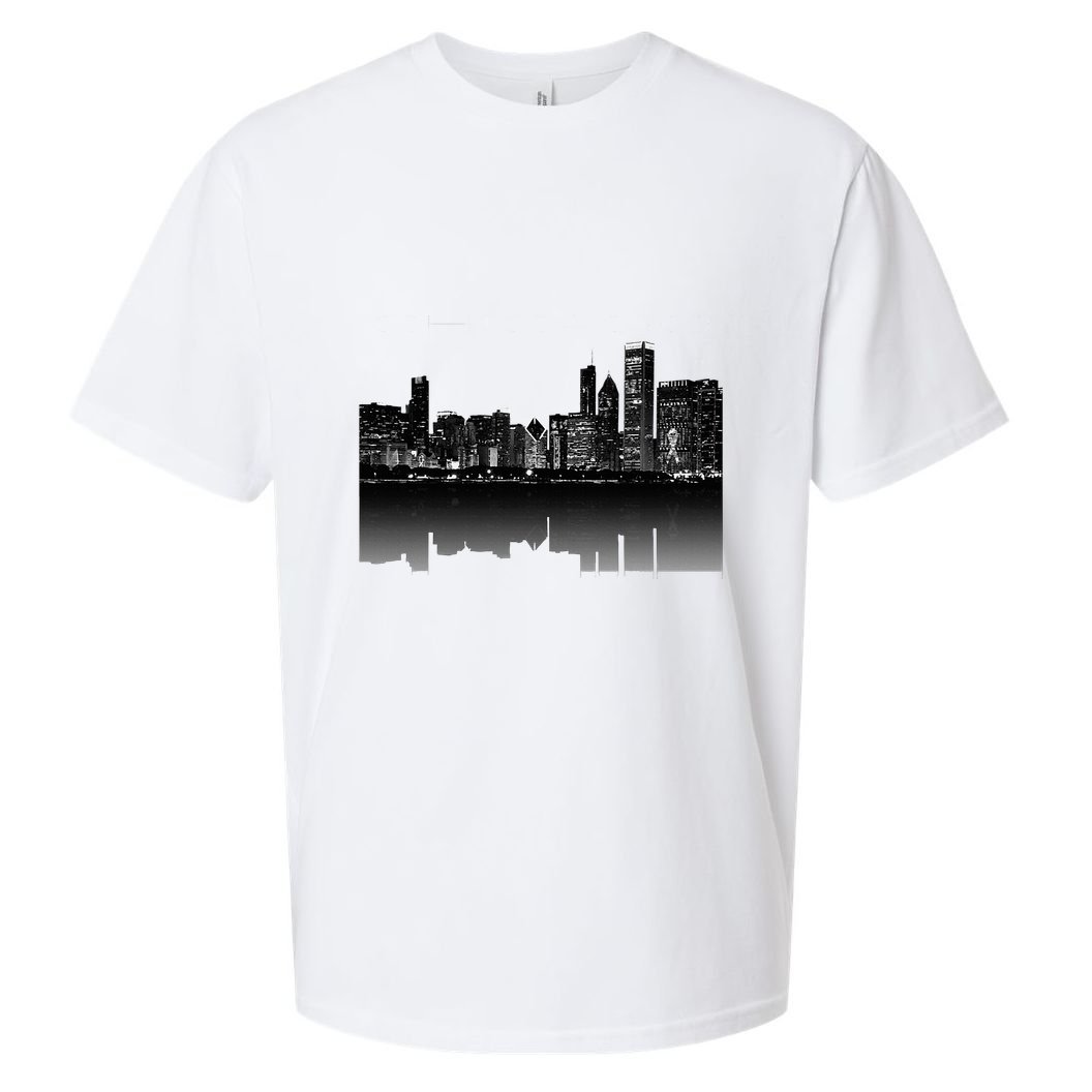 Chicago City Skyline Lights At Night Sueded Cloud Jersey T-Shirt