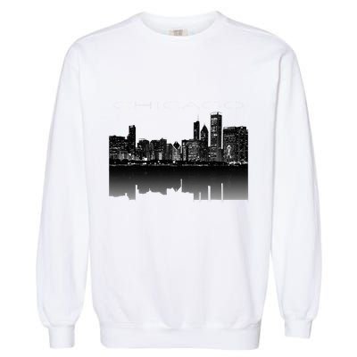 Chicago City Skyline Lights At Night Garment-Dyed Sweatshirt