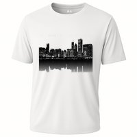 Chicago City Skyline Lights At Night Cooling Performance Crew T-Shirt