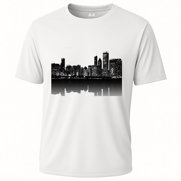 Chicago City Skyline Lights At Night Cooling Performance Crew T-Shirt