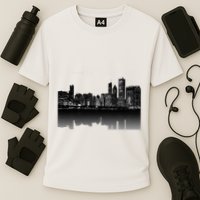 Chicago City Skyline Lights At Night Cooling Performance Crew T-Shirt