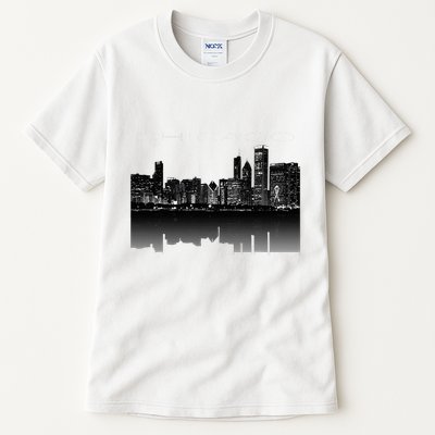 Chicago City Skyline Lights At Night Tall T-Shirt