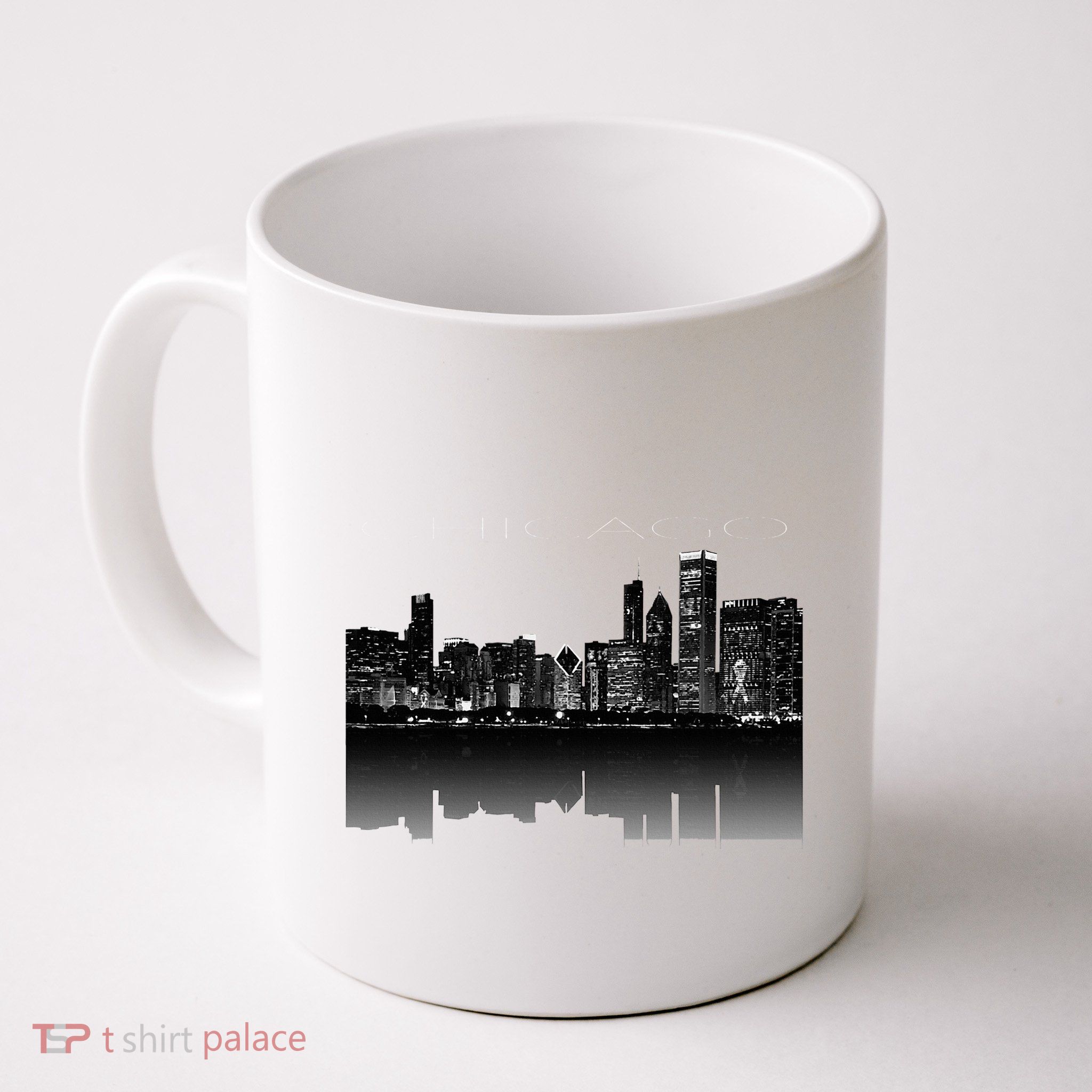 Chicago City Skyline Lights At Night Mug