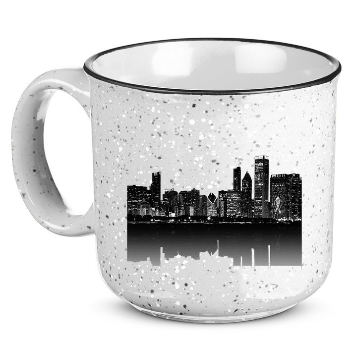 Chicago City Skyline Lights At Night 15oz Campfire Ceramic Mug