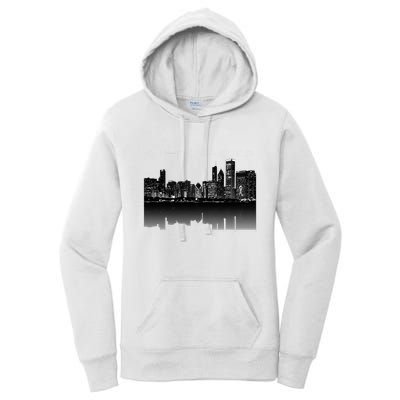 Chicago City Skyline Lights At Night Women's Pullover Hoodie