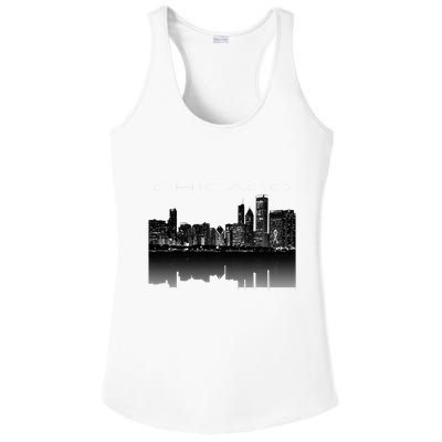 Chicago City Skyline Lights At Night Ladies PosiCharge Competitor Racerback Tank
