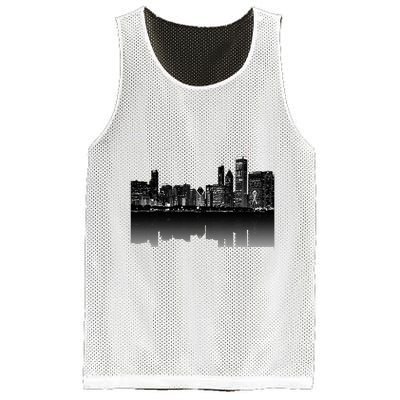 Chicago City Skyline Lights At Night Mesh Reversible Basketball Jersey Tank