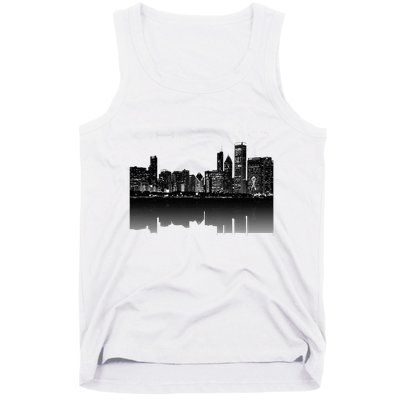 Chicago City Skyline Lights At Night Tank Top